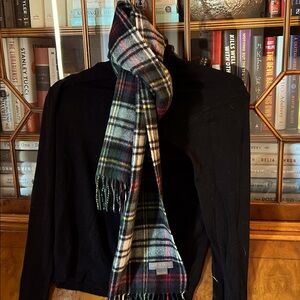 Plaid Wool Scarf - Black, Red, Green, White